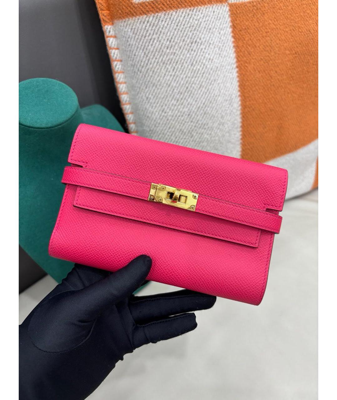 HERMES Розовый кожаный кошелек, фото 2