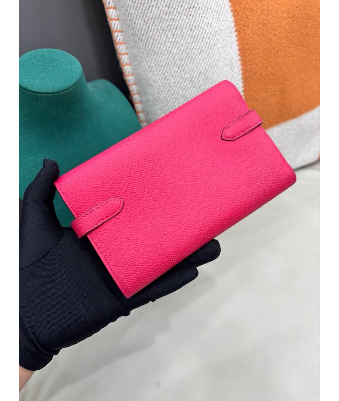 HERMES Розовый кожаный кошелек, фото 4