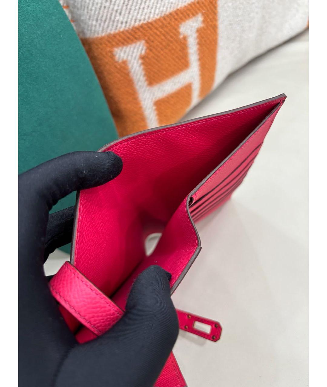 HERMES Розовый кожаный кошелек, фото 7