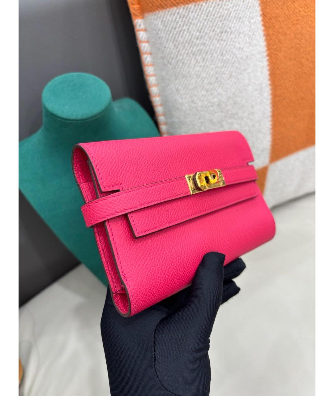 HERMES Розовый кожаный кошелек, фото 3