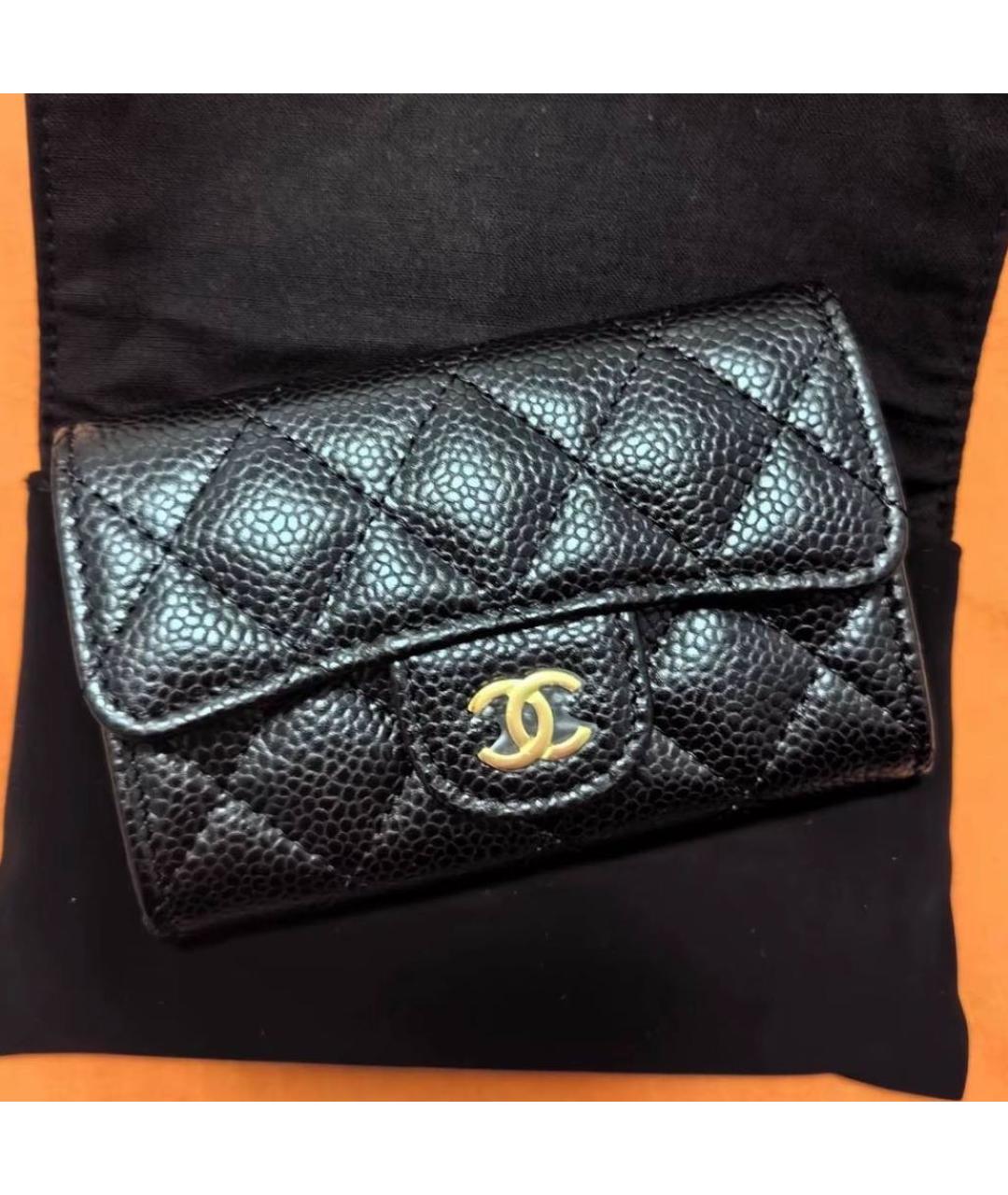 CHANEL Черный кожаный кошелек, фото 2