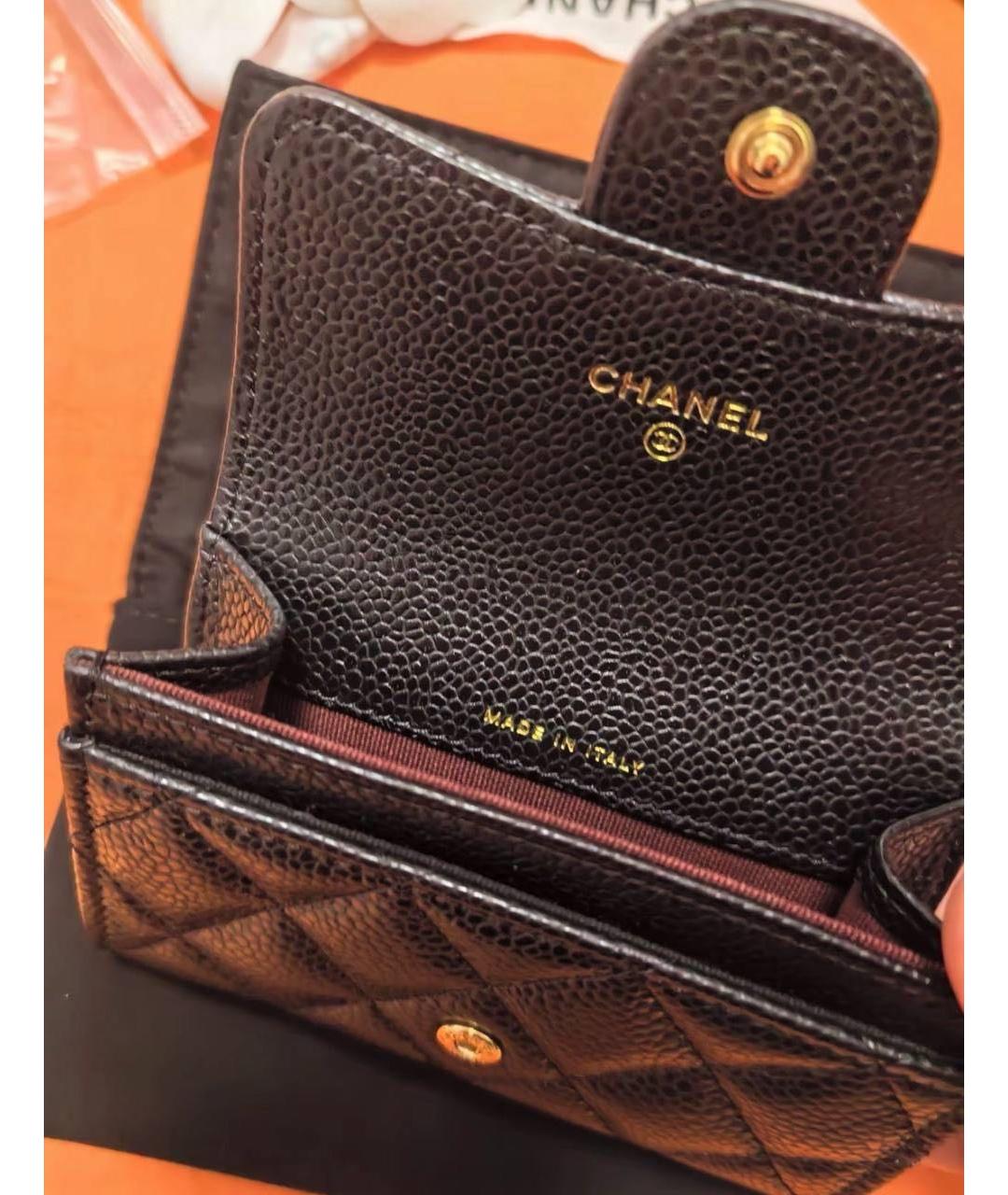 CHANEL Черный кожаный кошелек, фото 3