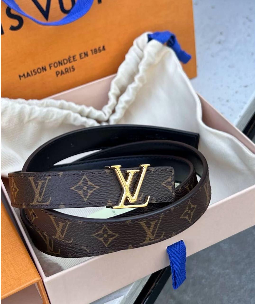 LOUIS VUITTON Коричневый кожаный ремень, фото 5