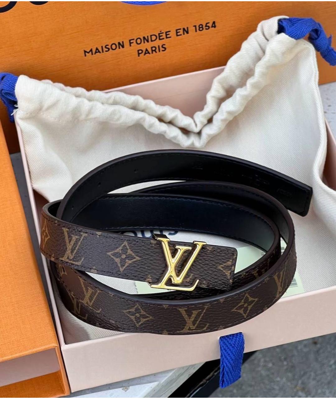 LOUIS VUITTON Коричневый кожаный ремень, фото 6