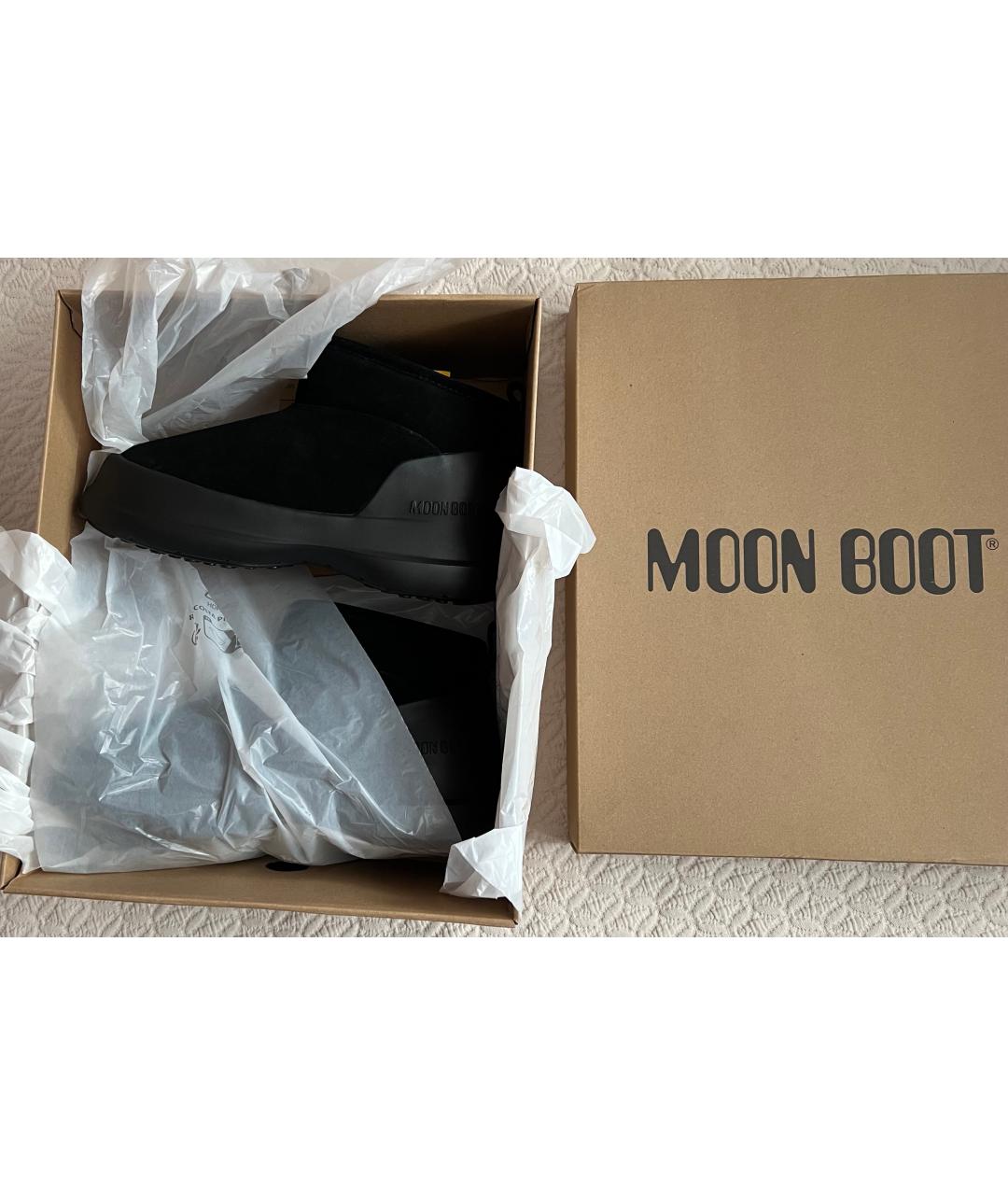 MOON BOOT Черные замшевые ботинки, фото 4