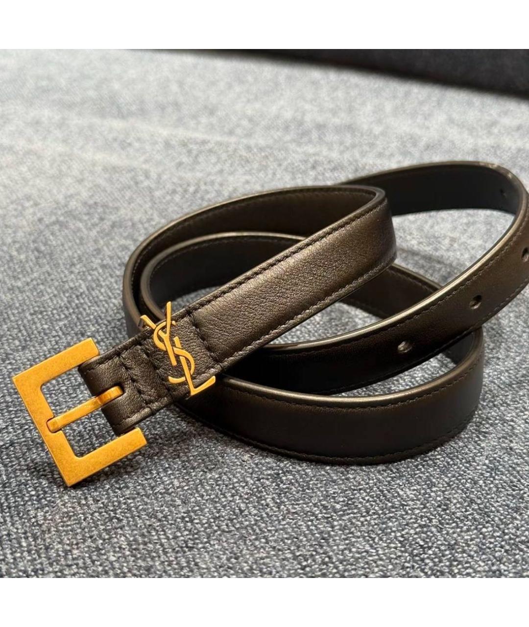SAINT LAURENT Черный кожаный ремень, фото 3