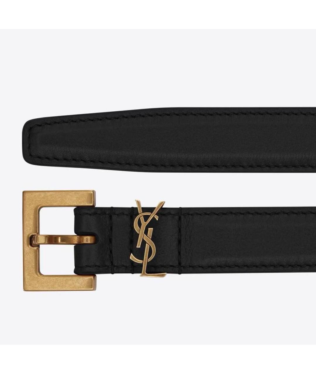 SAINT LAURENT Черный кожаный ремень, фото 2
