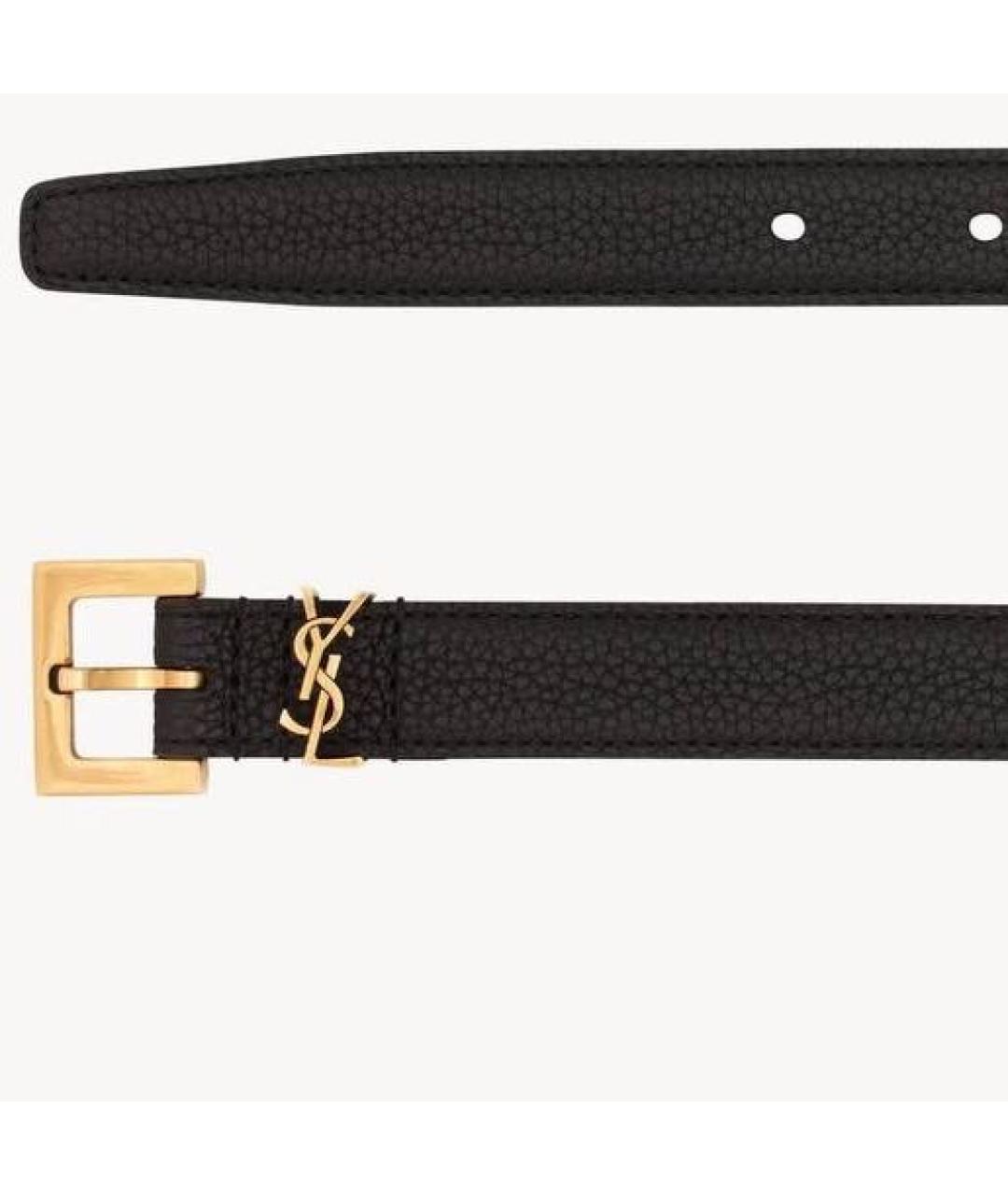 SAINT LAURENT Черный кожаный ремень, фото 2