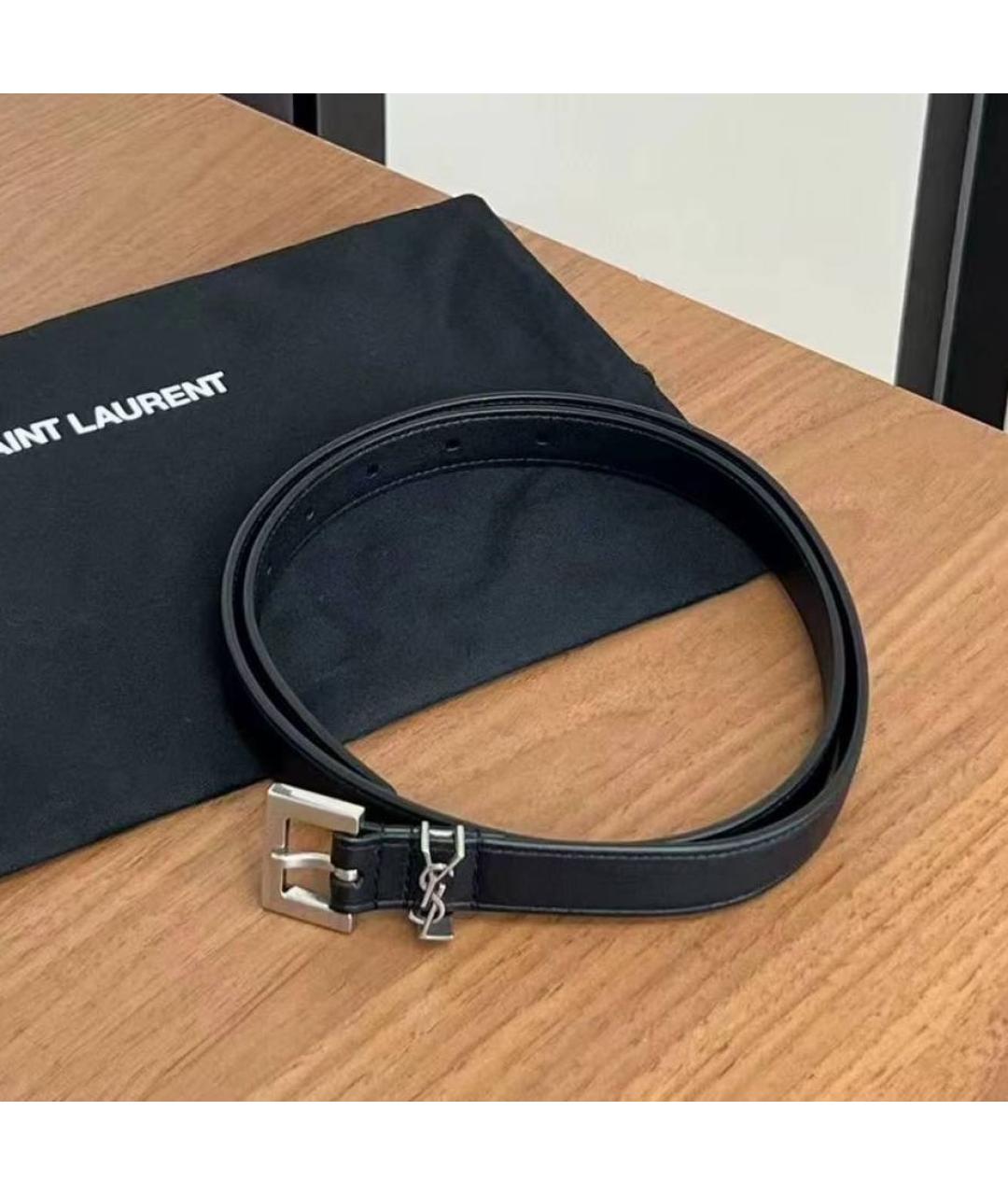 SAINT LAURENT Черный кожаный ремень, фото 2