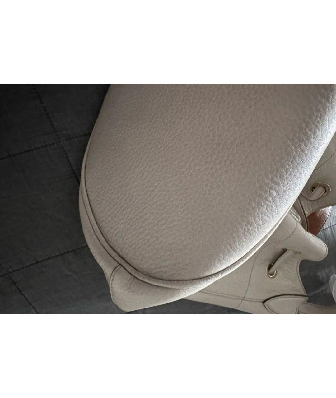 MAX MARA Бежевая кожаная сумка с короткими ручками, фото 4