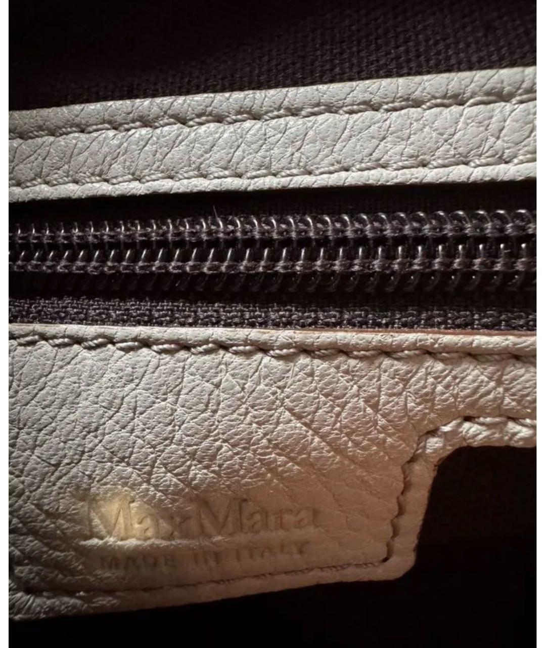 MAX MARA Бежевая кожаная сумка с короткими ручками, фото 3