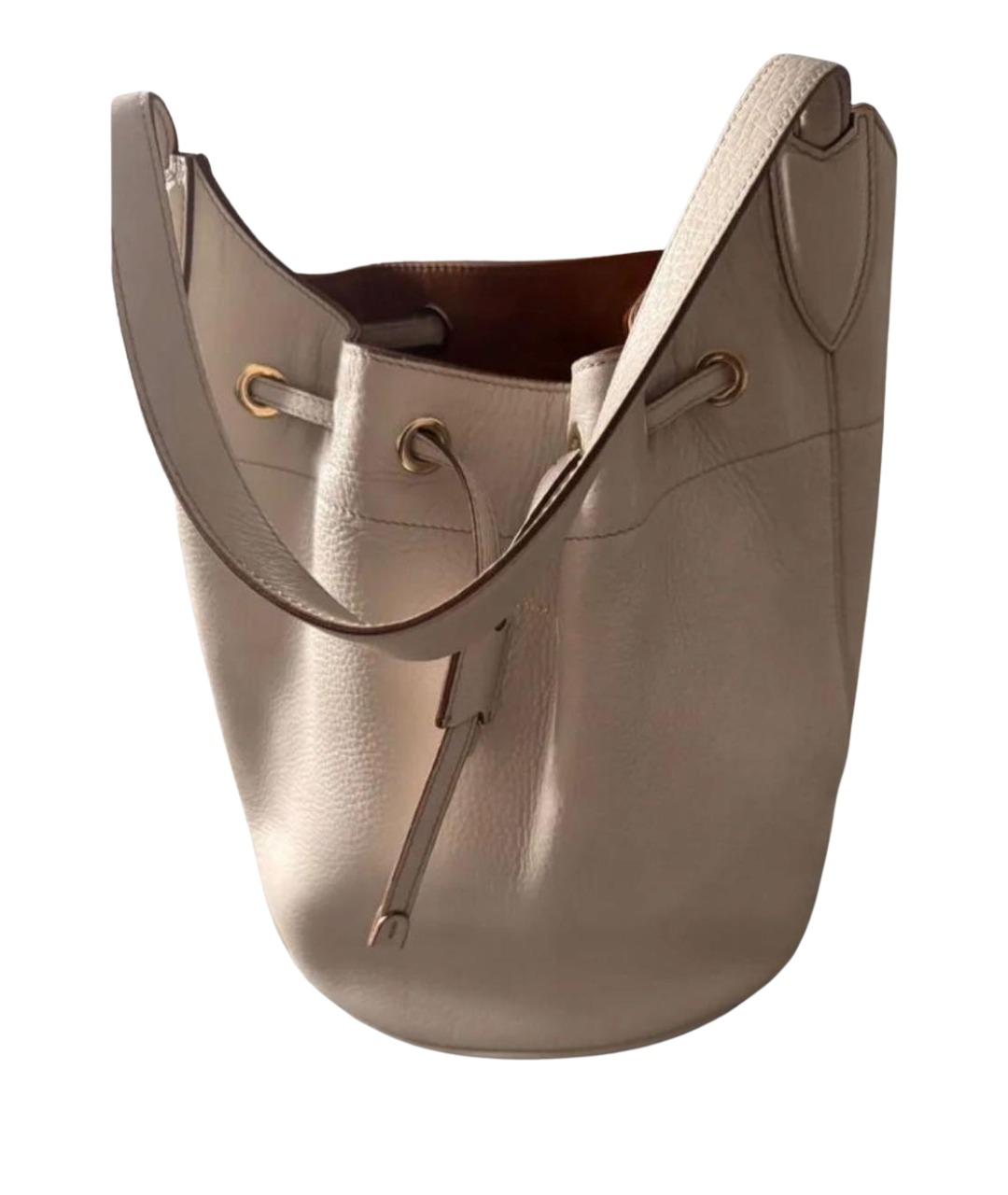 MAX MARA Бежевая кожаная сумка с короткими ручками, фото 1