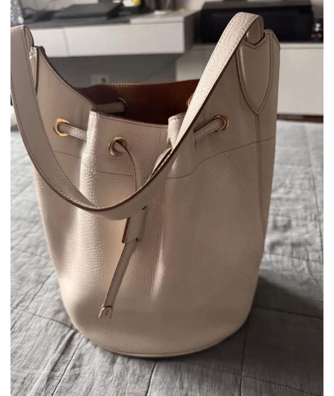 MAX MARA Бежевая кожаная сумка с короткими ручками, фото 6