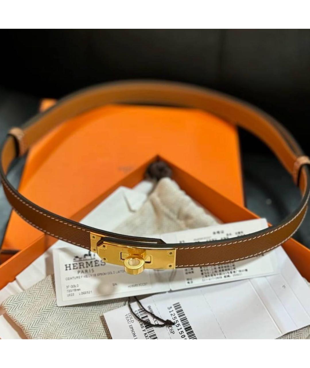 HERMES Коричневый кожаный ремень, фото 3