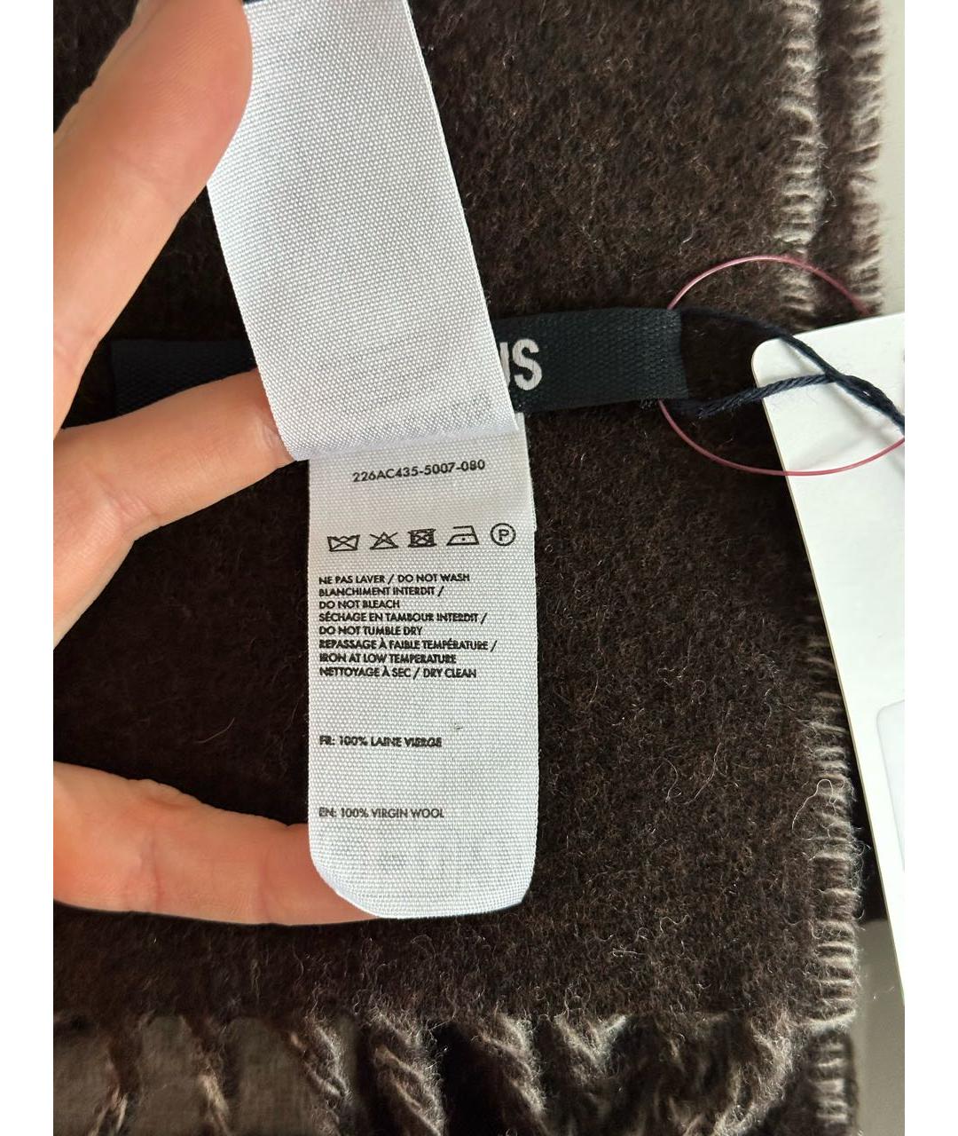 JACQUEMUS Коричневый шерстяной шарф, фото 5