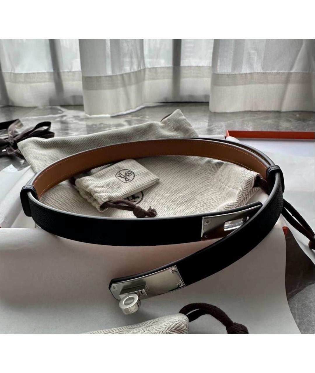 HERMES Черный кожаный ремень, фото 3