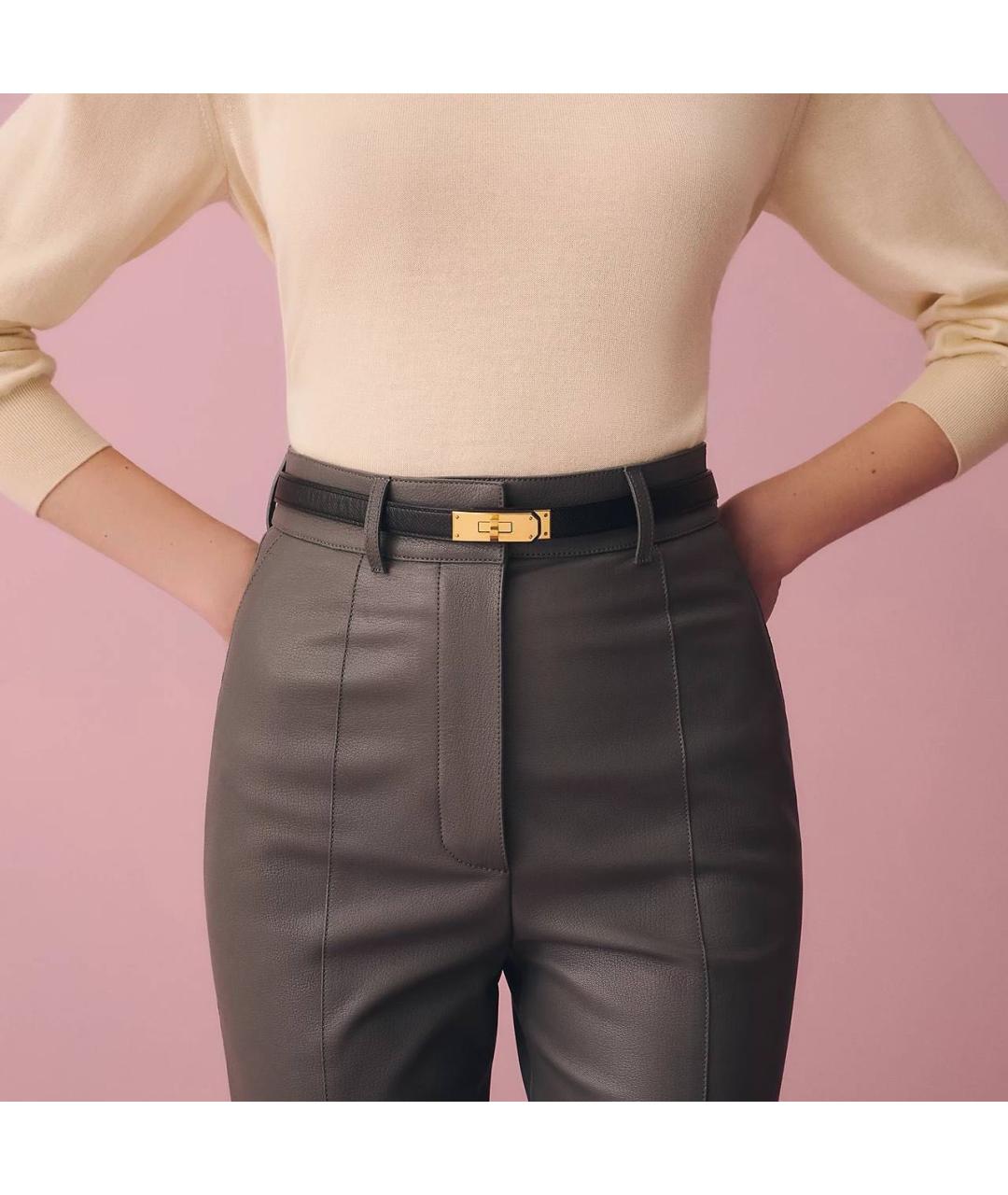 HERMES Черный кожаный ремень, фото 2