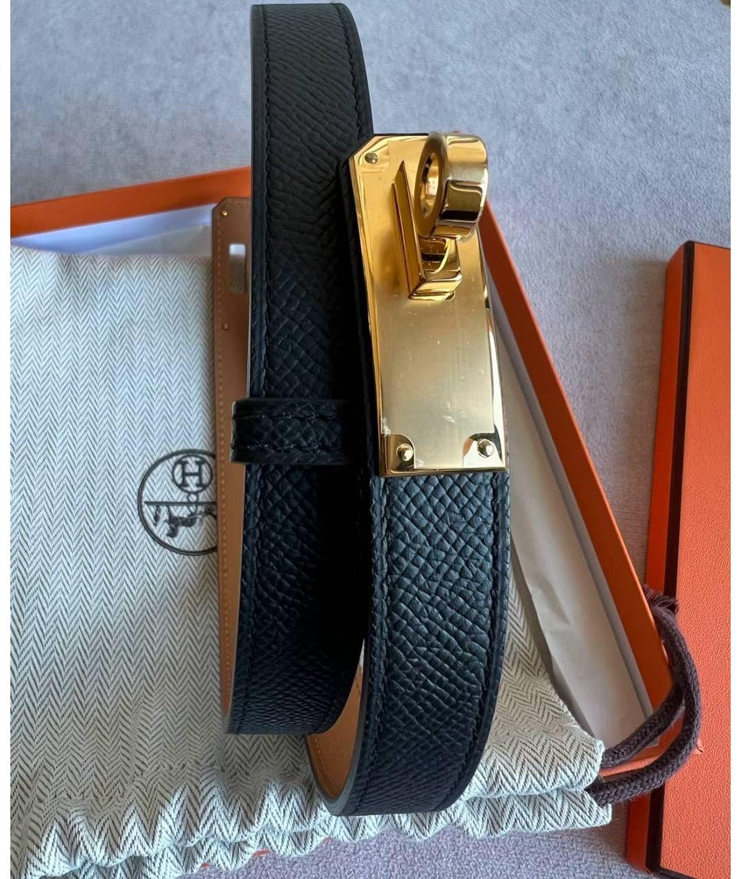 HERMES Черный кожаный ремень, фото 4