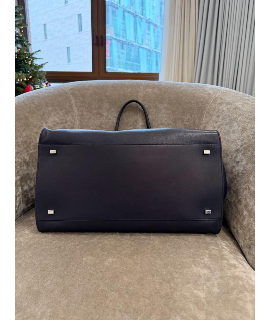 THE ROW Темно-синяя кожаная сумка с короткими ручками, фото 3