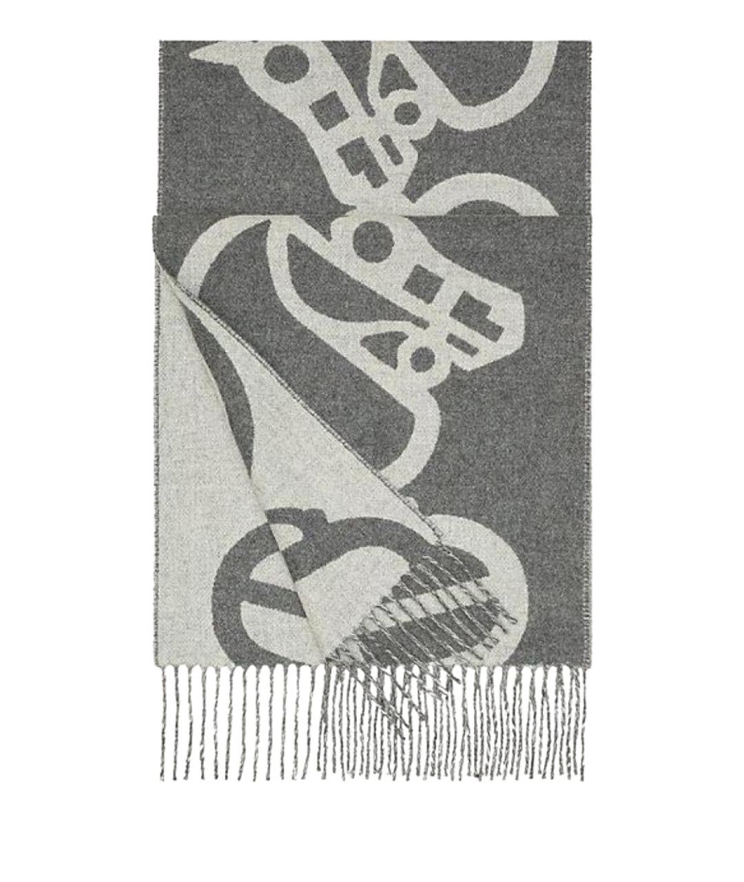 HERMES Серый кашемировый шарф, фото 1