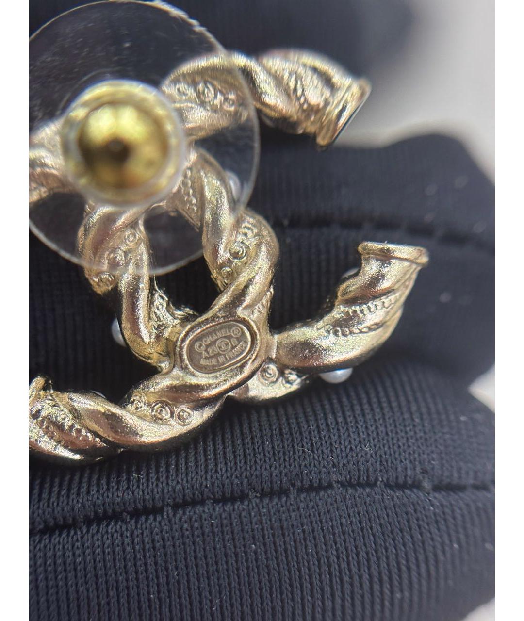 CHANEL Золотые металлические серьги, фото 7