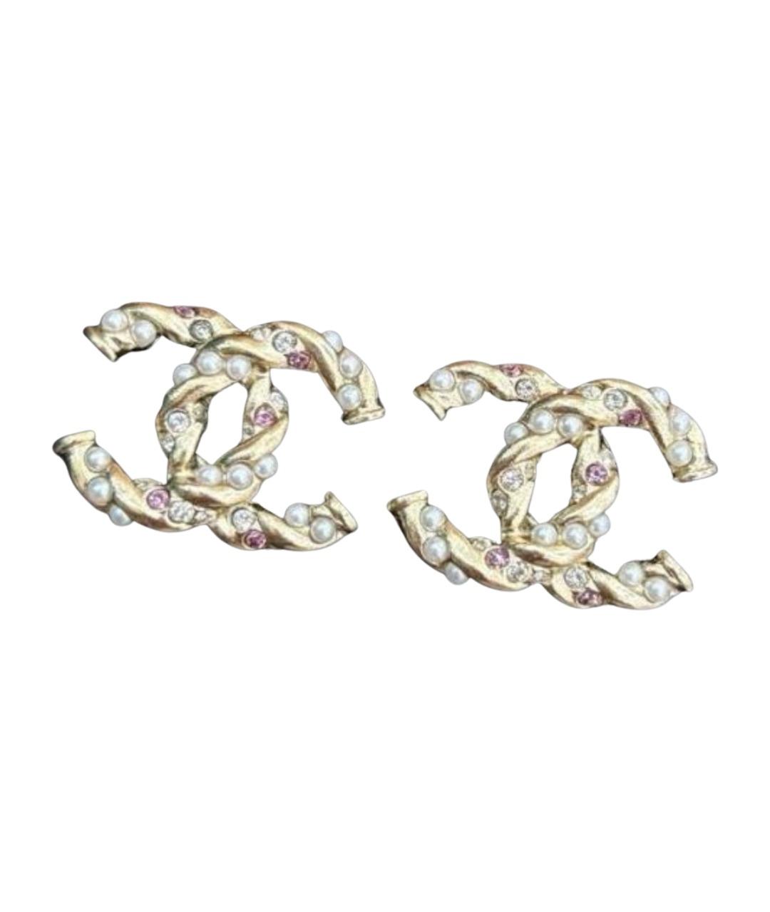 CHANEL Золотые металлические серьги, фото 1