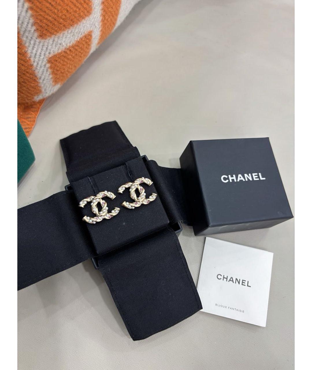CHANEL Золотые металлические серьги, фото 2