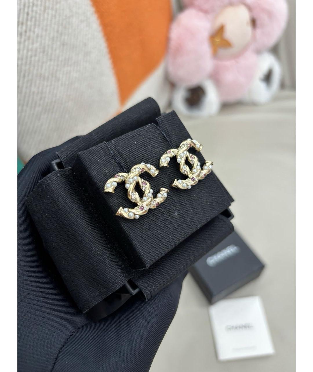 CHANEL Золотые металлические серьги, фото 4