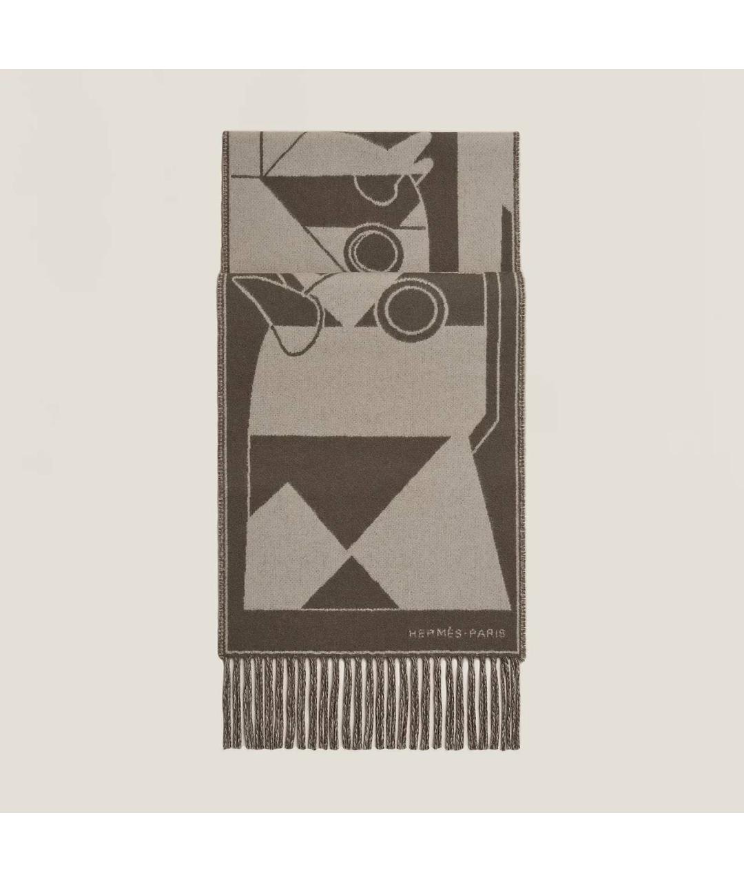 HERMES Коричневый кашемировый шарф, фото 4