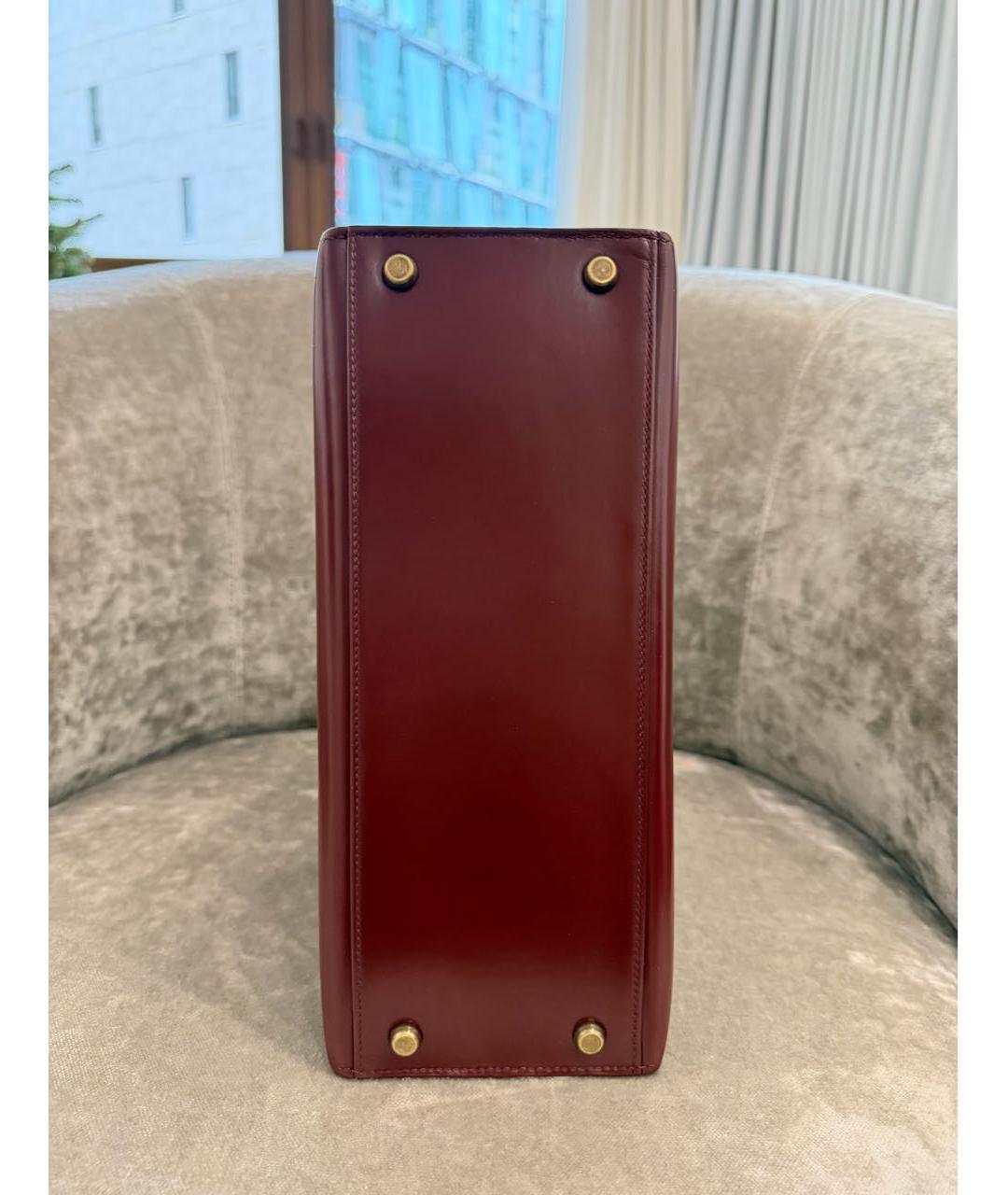 HERMES Бордовая кожаная сумка с короткими ручками, фото 3