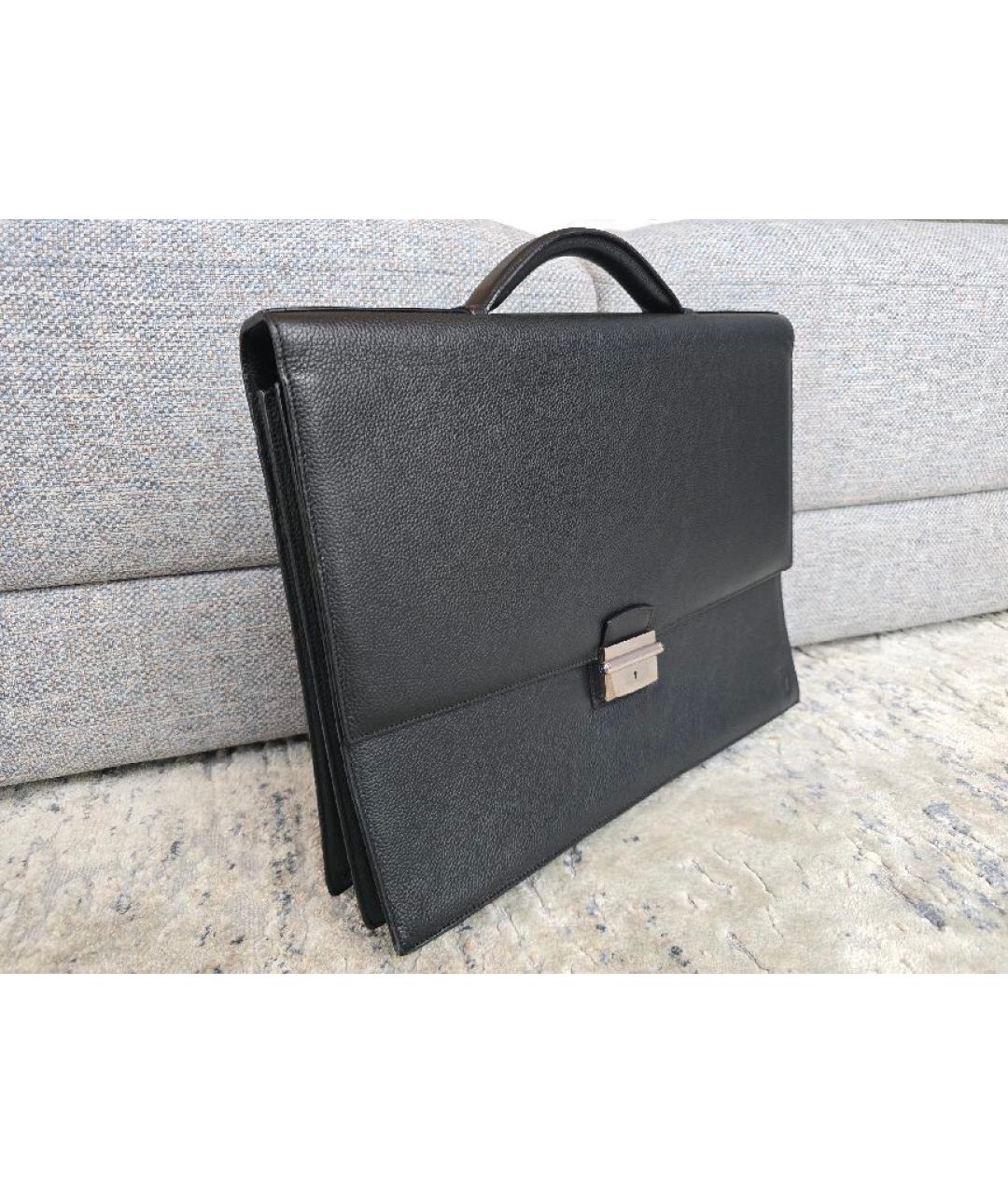 CARTIER Черный кожаный портфель, фото 2