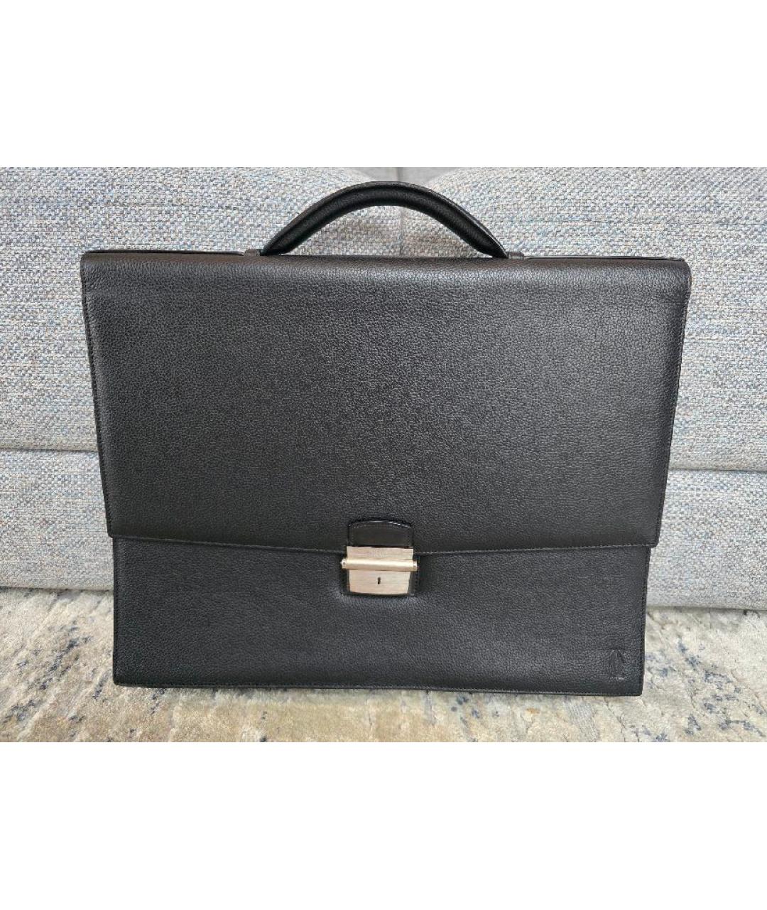 CARTIER Черный кожаный портфель, фото 8