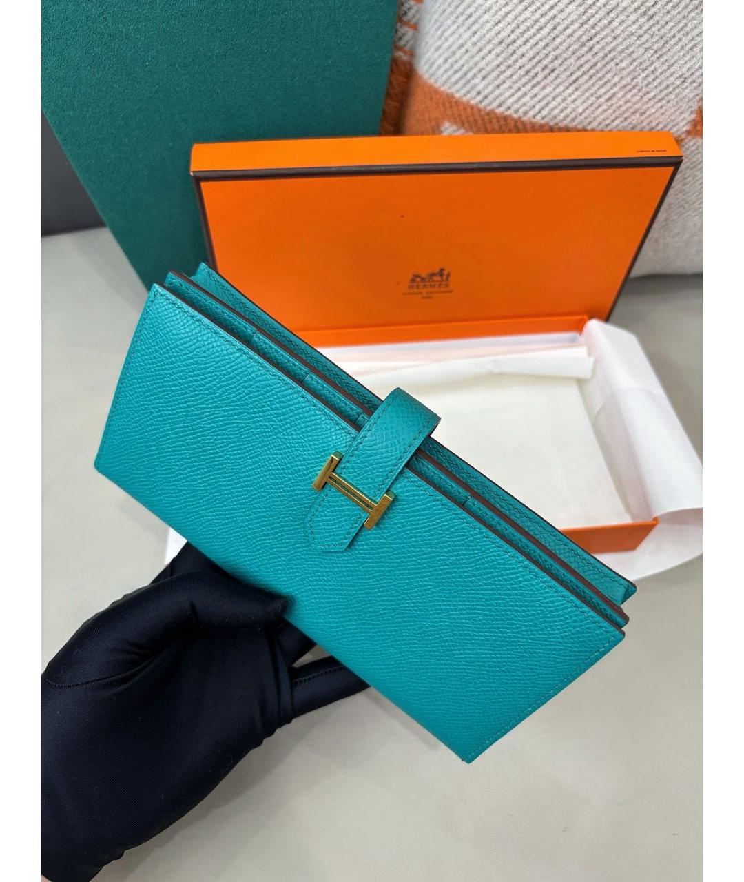 HERMES Зеленый кожаный кошелек, фото 5