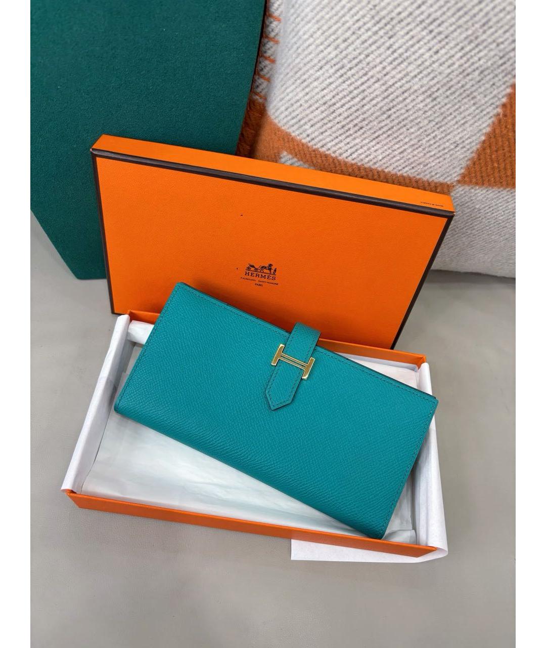 HERMES Зеленый кожаный кошелек, фото 8