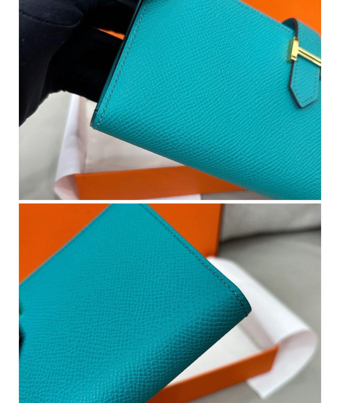 HERMES Зеленый кожаный кошелек, фото 7