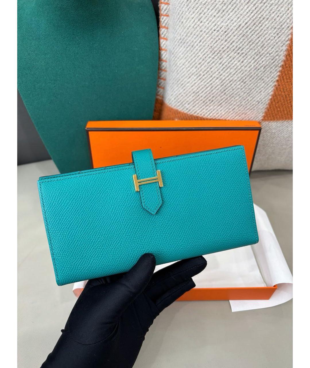 HERMES Зеленый кожаный кошелек, фото 2