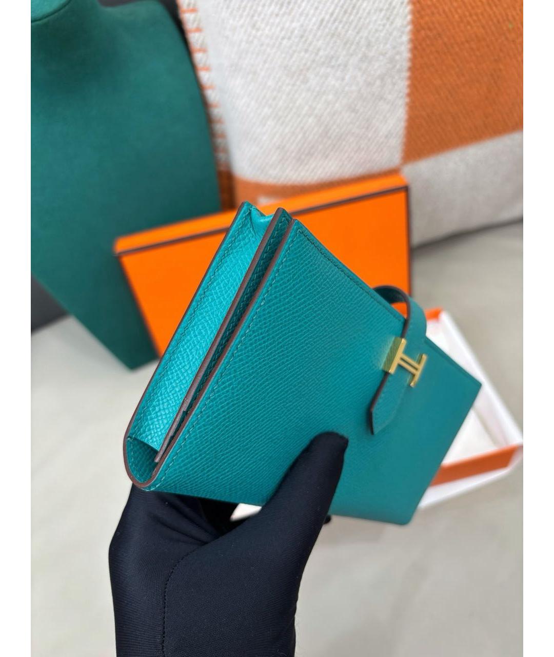HERMES Зеленый кожаный кошелек, фото 3