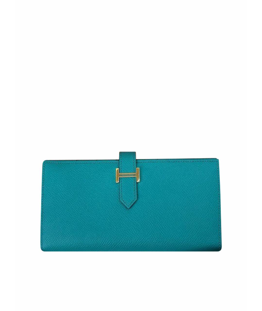 HERMES Зеленый кожаный кошелек, фото 1