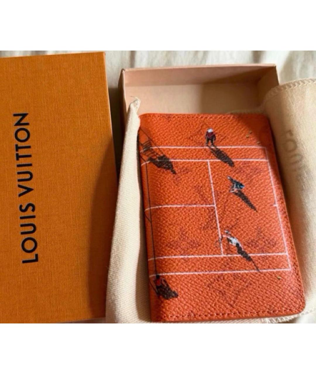 LOUIS VUITTON Оранжевый кожаный кошелек, фото 3