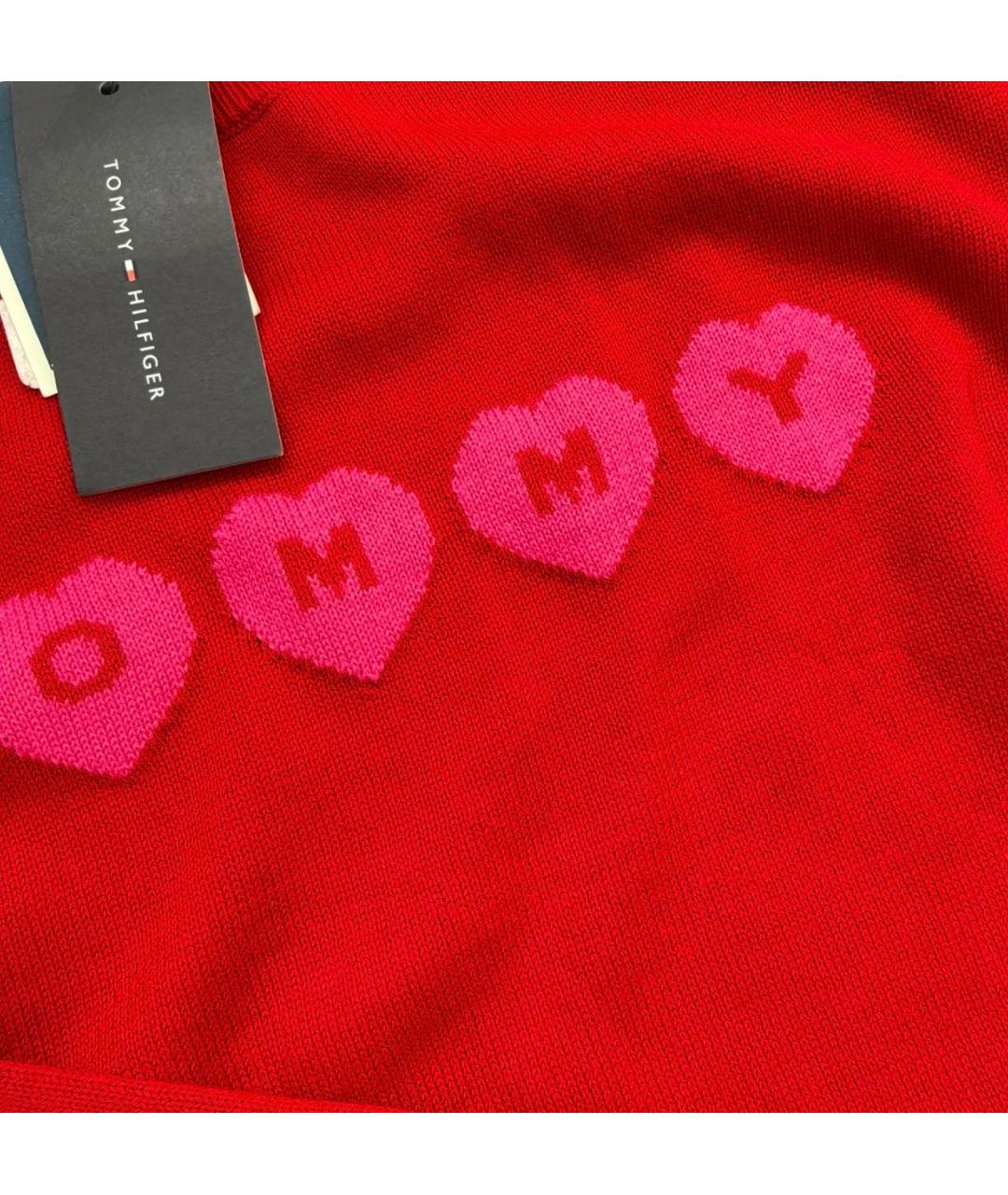 TOMMY HILFIGER Красный хлопковый джемпер / свитер, фото 2