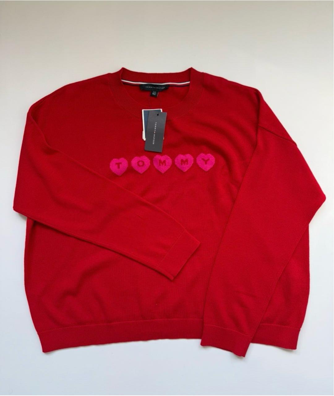 TOMMY HILFIGER Красный хлопковый джемпер / свитер, фото 5