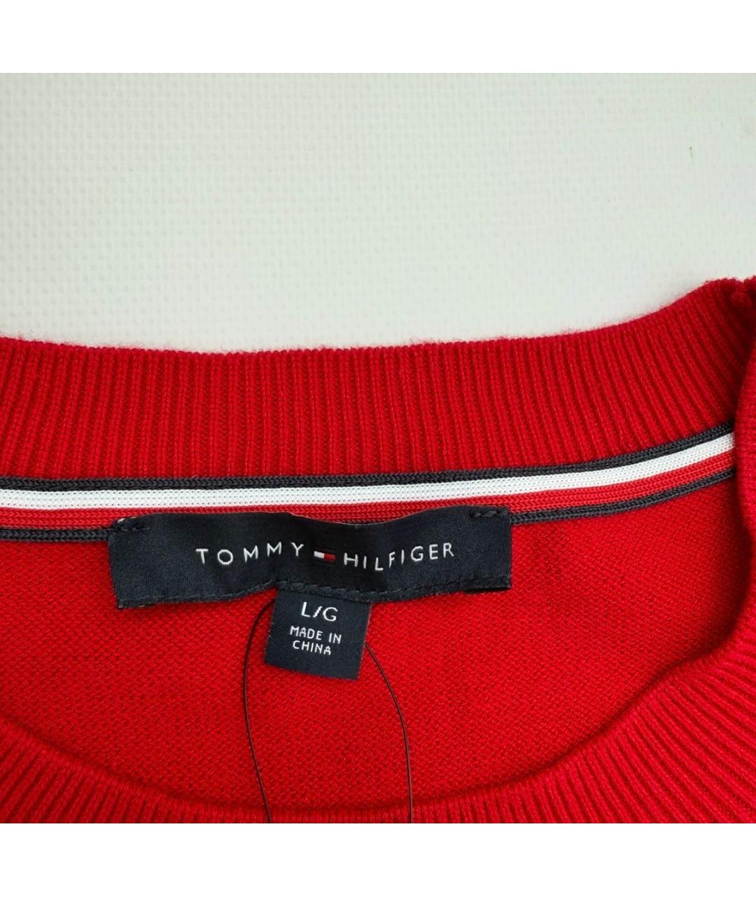 TOMMY HILFIGER Красный хлопковый джемпер / свитер, фото 3