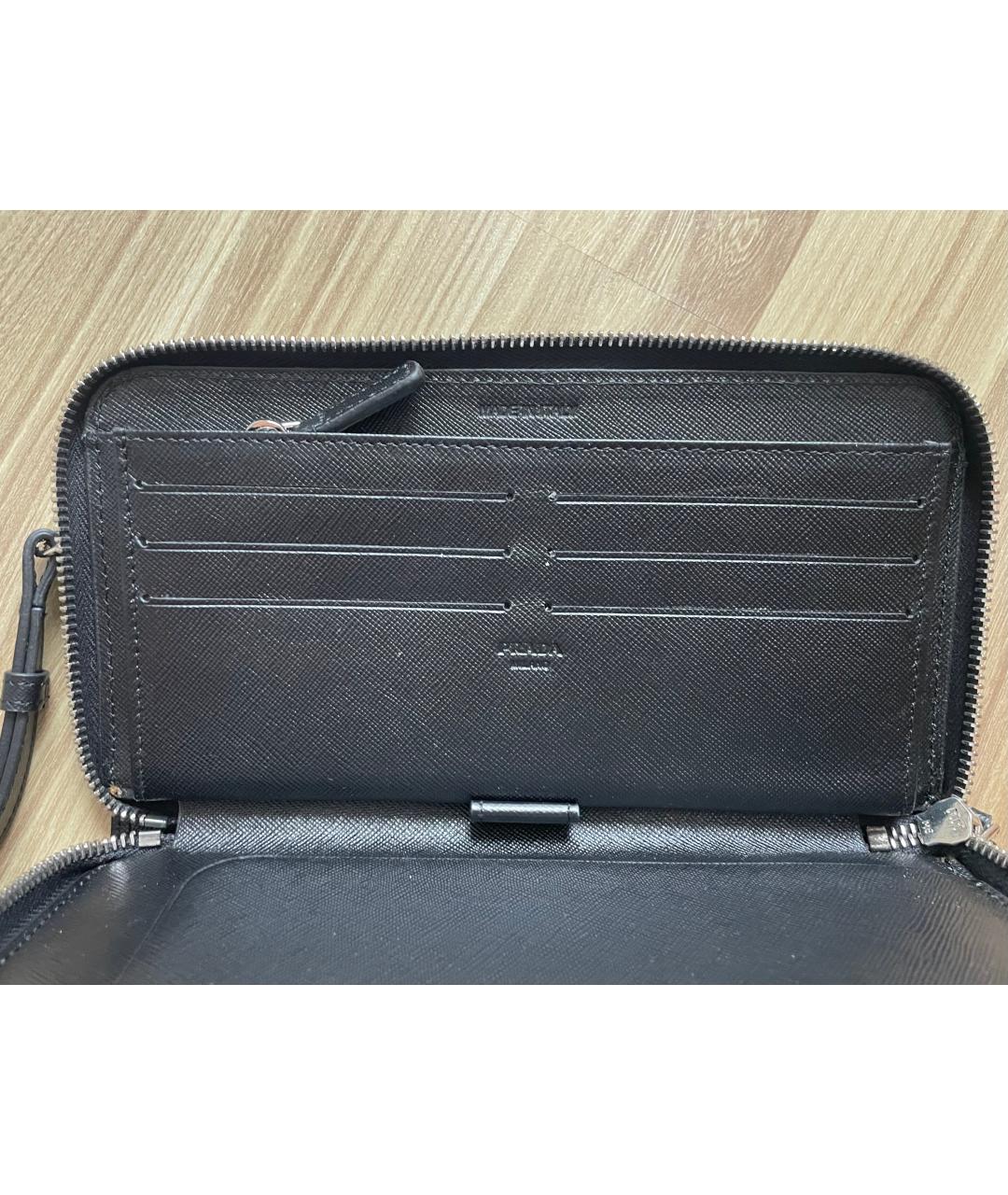 PRADA Черный кожаный кошелек, фото 2