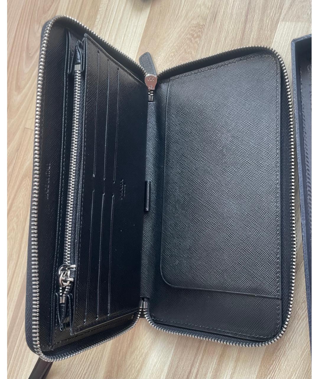 PRADA Черный кожаный кошелек, фото 3