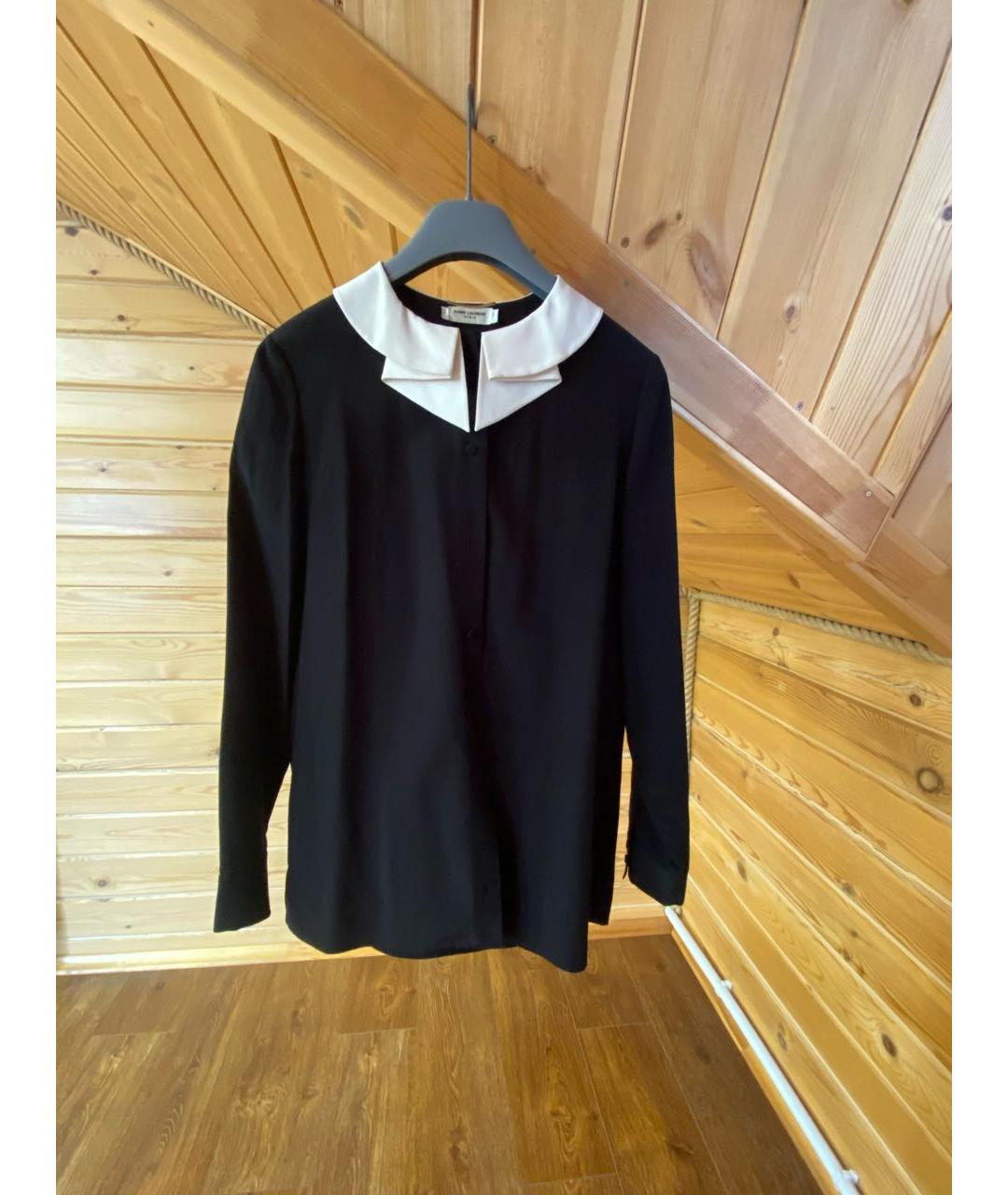 SAINT LAURENT Черная шелковая блузы, фото 9