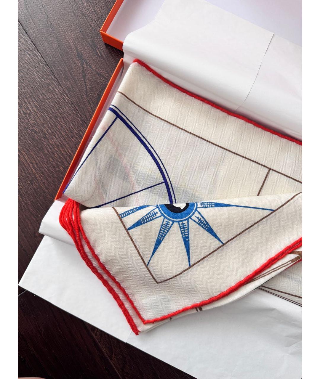 HERMES Бежевый кашемировый платок, фото 3