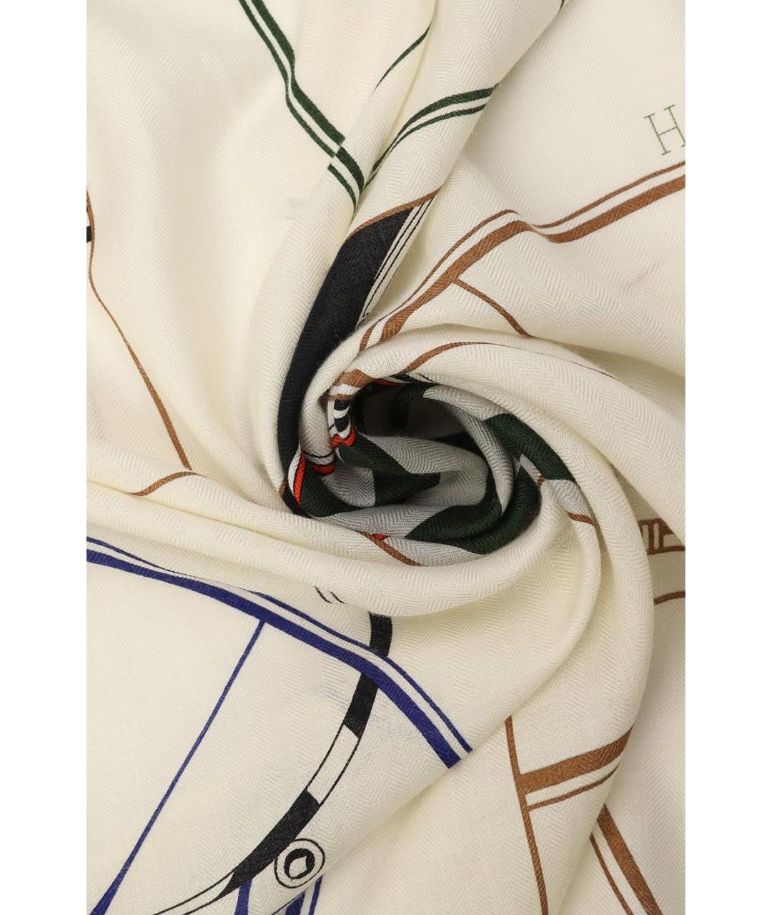 HERMES Бежевый кашемировый платок, фото 2