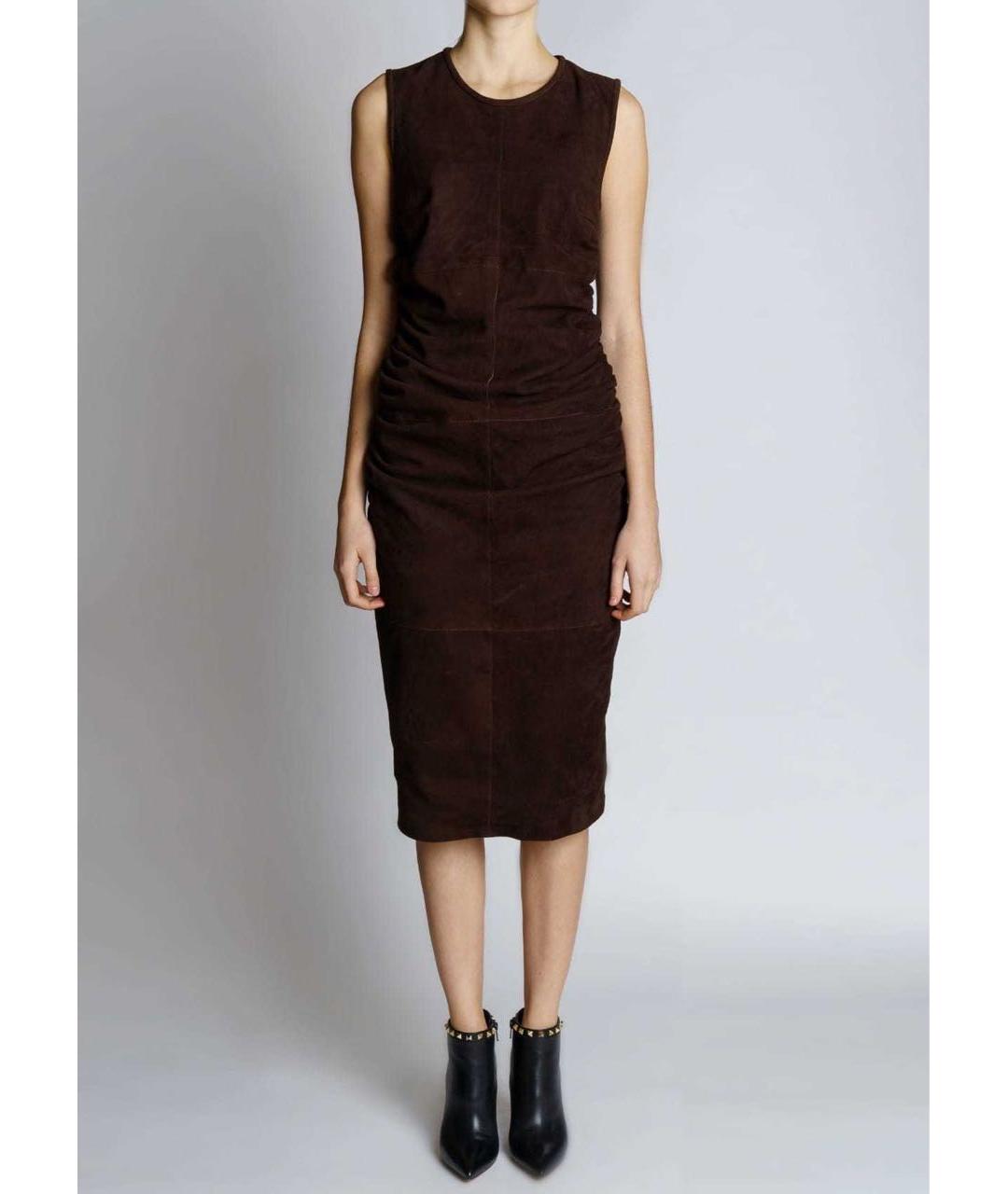 P.A.R.O.S.H. Коричневое замшевое коктейльное платье, фото 2