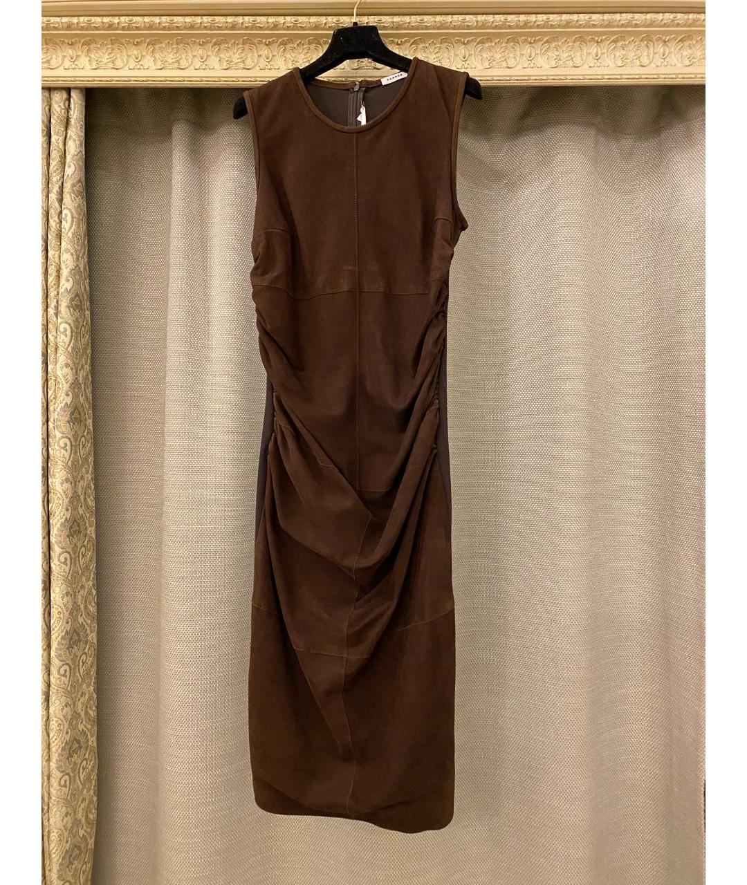 P.A.R.O.S.H. Коричневое замшевое коктейльное платье, фото 4