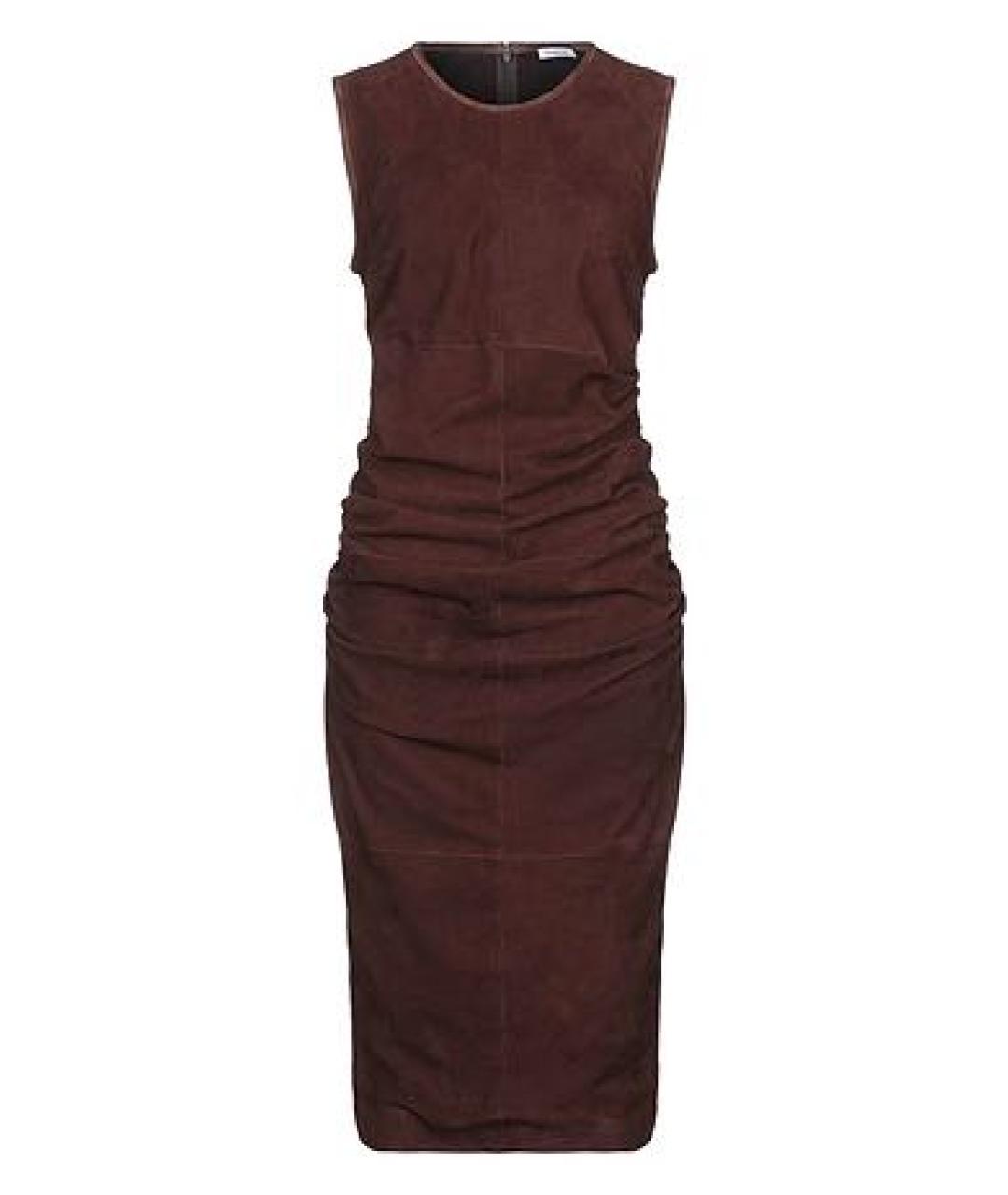 P.A.R.O.S.H. Коричневое замшевое коктейльное платье, фото 9